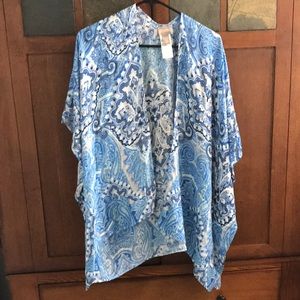 Chico’s Blue and white shirt kimono